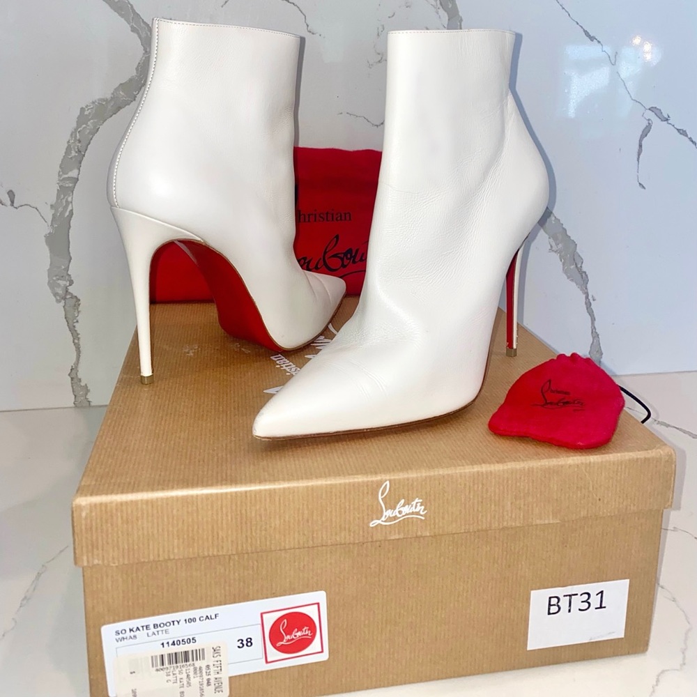 Christian Louboutin White Booties Size 7.5
